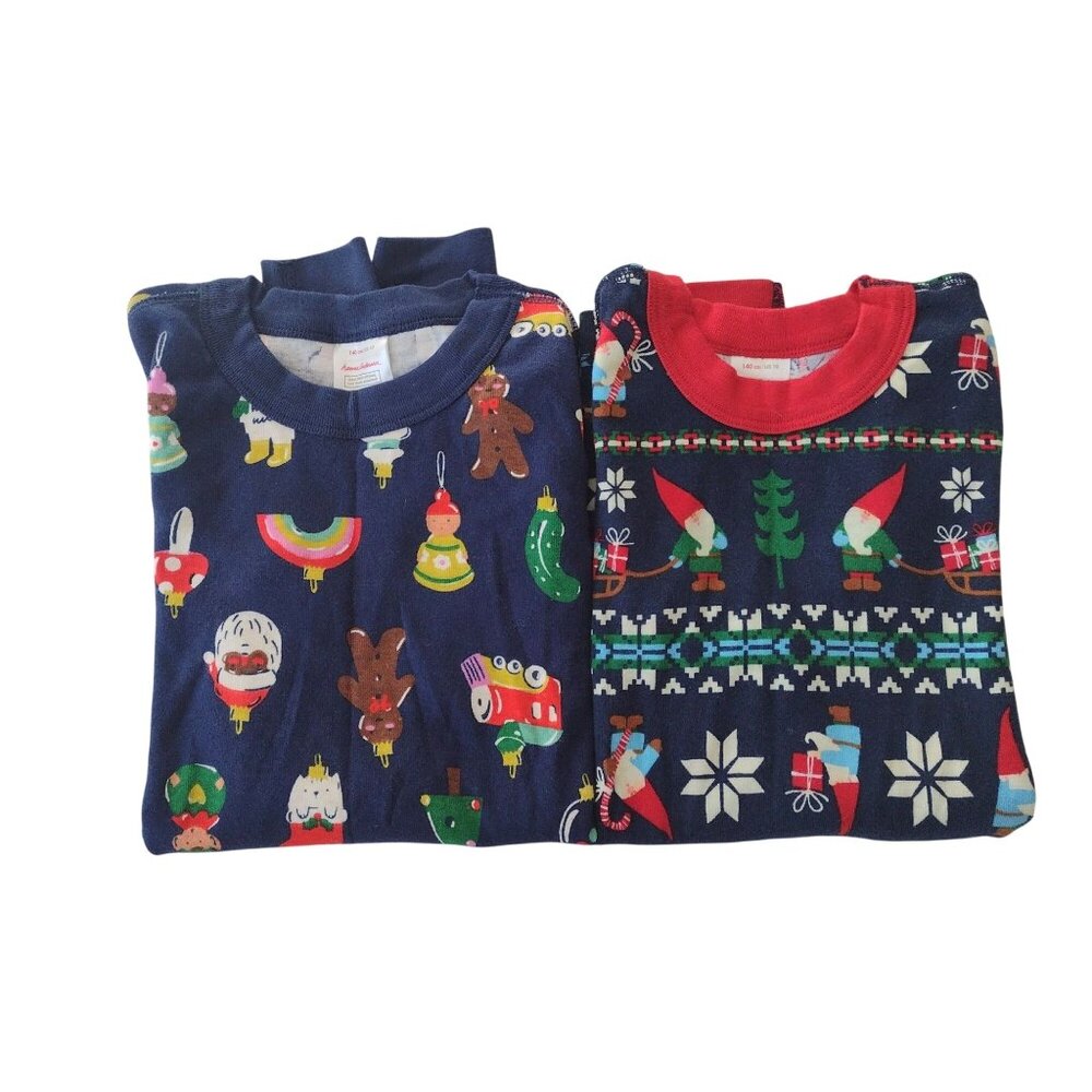 Hanna Andersson Kids Christmas Pajama Tops 10 Set of 2 Organic Cotton Thermal - Picture 11 of 11